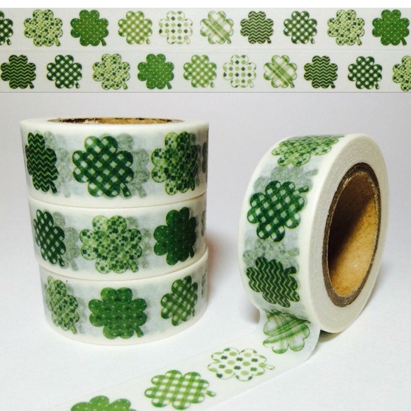 Other - Fun Four Leaf Clovers, St. Patrick's Day, Washi Tape, 1 Roll